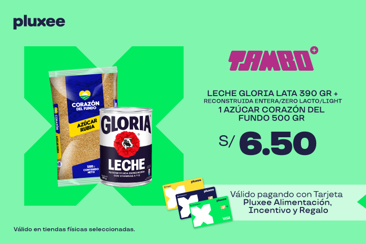LECHE GLORIA RECONSTRUIDA ENTERA/ZERO LACTO/LIGHT LATA 390 GR + 1 AZUCAR CORAZÓN DEL FUNDO 500 GR A S/6.50
